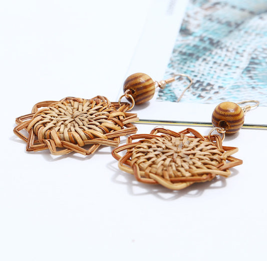 Boucles d'oreilles en rotin et bambou faites à la main - LUXARAH