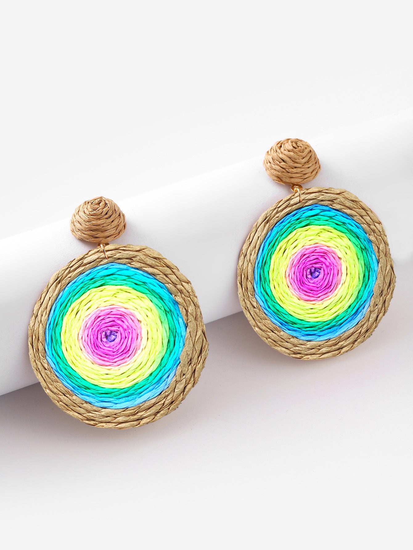 Boucles d'oreilles bohèmes tissées à la main en rotin synthétique - LUXARAH