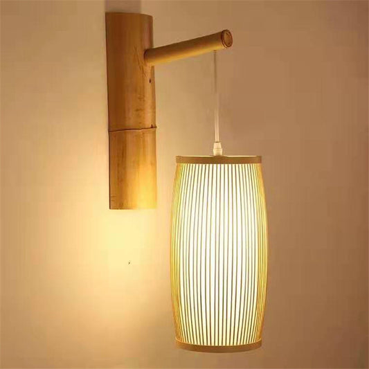 Lampe décorative d'escalier en bambou tressé d'Asie du Sud-Est - LUXARAH