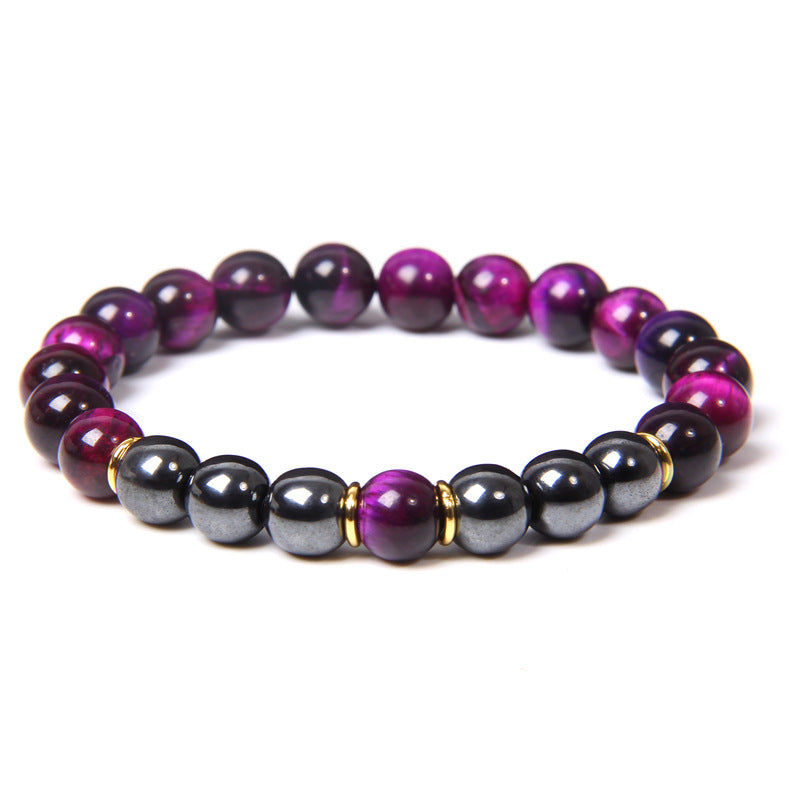 Bracelet en pierre biliaire noire œil de tigre, énergie et fitness, cadeau pour homme - LUXARAH
