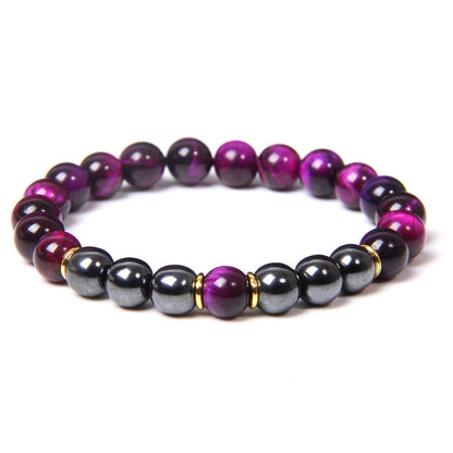 Bracelet en pierre biliaire noire œil de tigre, énergie et fitness, cadeau pour homme - LUXARAH
