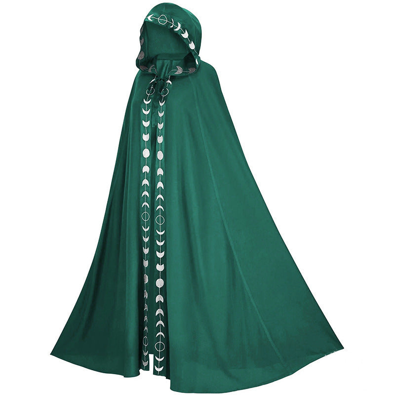 Cloak de Médiéval Fantaisie - Cape à Capuche Imprimée en 5 Couleurs pour Cosplay Halloween et Festivals
