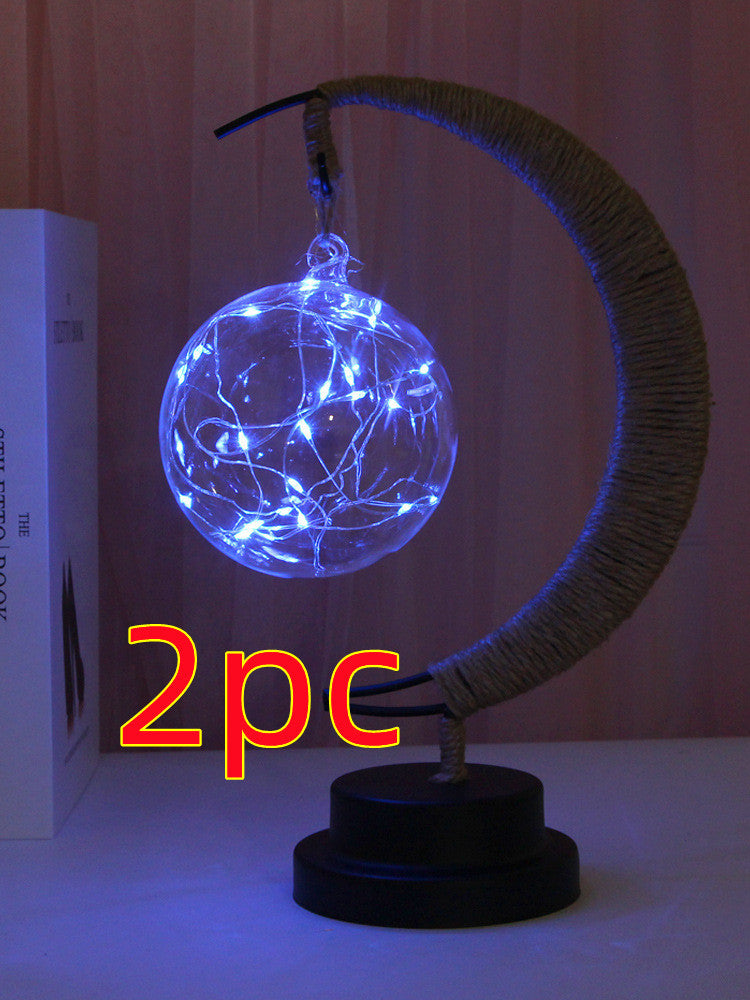 Lampe LED Étoiles, Lune, Veilleuse, Boule, Rotin, Noël