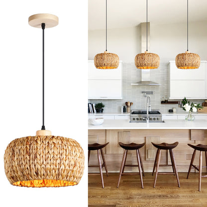 Lustre en rotin et bambou tressé