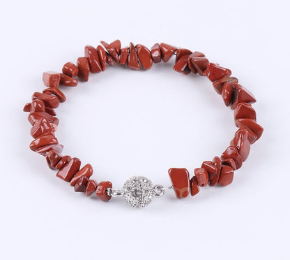Bracelet en gravier naturel pour femme, aimanté, boucle boule en zircon, énergie irrégulière, pierre semi-précieuse - LUXARAH