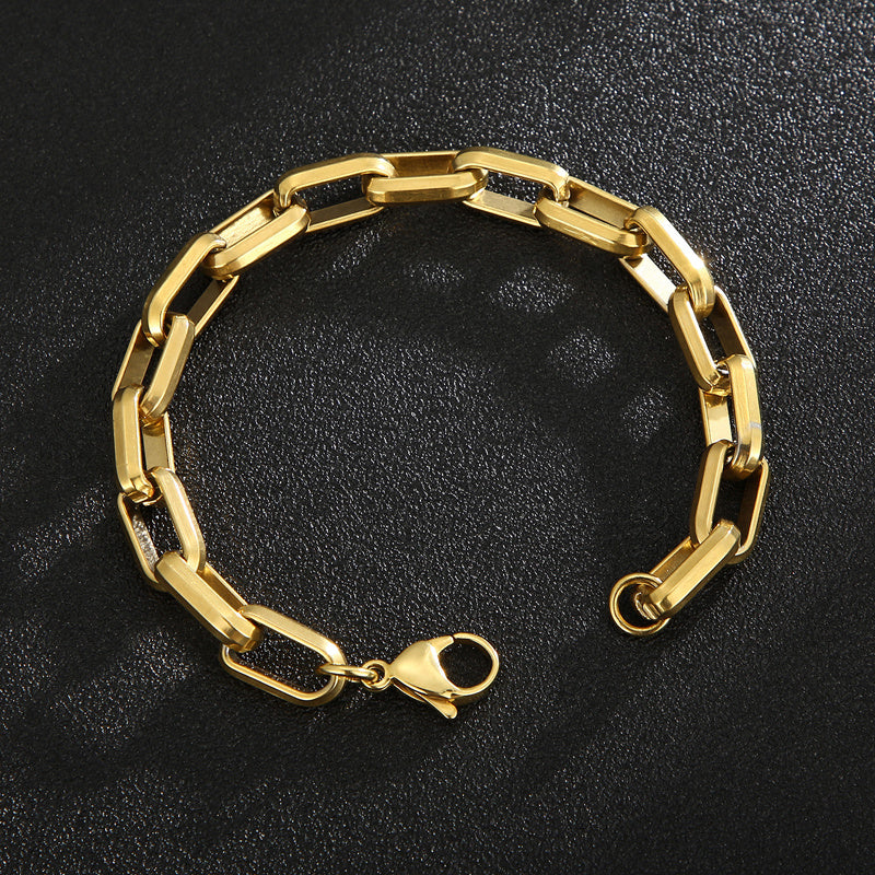 Bracelet en acier titane pour homme, design de niche, style hip-hop, géométrique