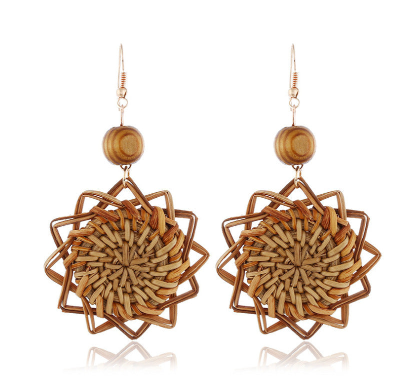Boucles d'oreilles en rotin et bambou faites à la main - LUXARAH