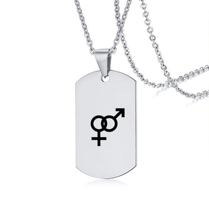 Collier en acier inoxydable avec inscription LGBT, symbole de la fierté gay, lesbienne et transgenre, pour hommes et femmes