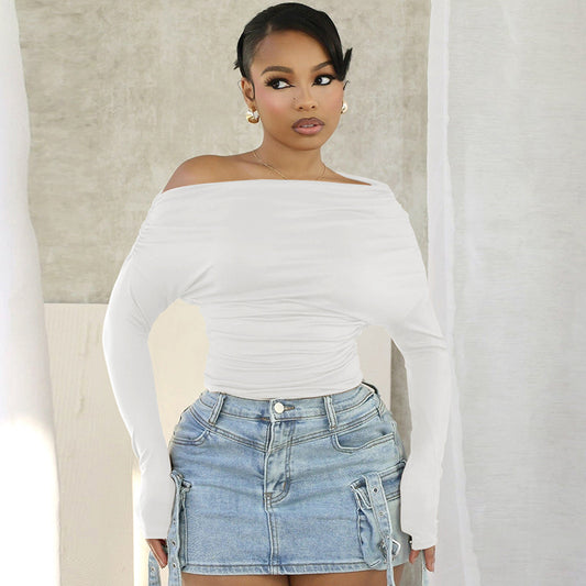 Haut simple et tendance pour femme, couleur unie