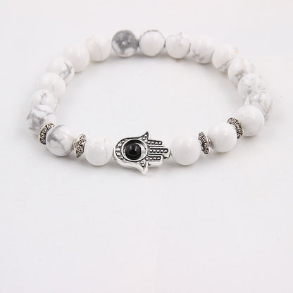 Bracelet en perles de pierre de lave noire énergétique de 8 mm - LUXARAH
