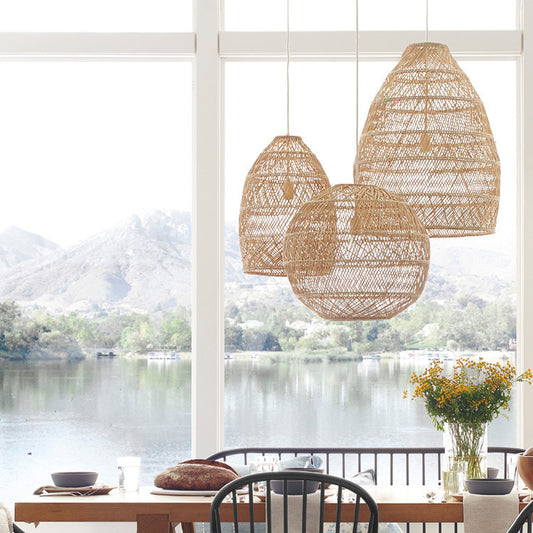 Lustre en rotin zen japonais artistique - LUXARAH