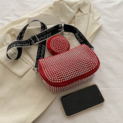 Sac à bandoulière en strass avec petit porte-monnaie, sac à bandoulière tendance pour femmes, sacs de créateurs de luxe - LUXARAH
