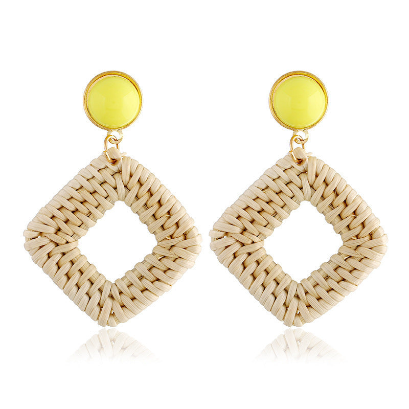 Boucles d'oreilles en bambou et rotin tissés à la main, boucles d'oreilles tribales en rotin - LUXARAH