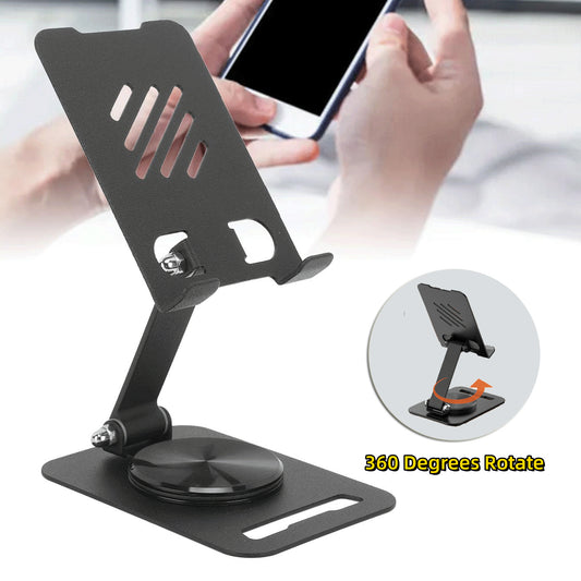 Support de téléphone portable de bureau en métal rotatif à 360 degrés, support réglable pour tablette de bureau