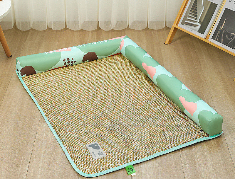 Tapis pour animaux de compagnie en rotin glacé tissé - LUXARAH