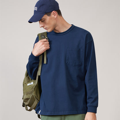 T-shirt oversize à manches longues et couleur unie pour homme - LUXARAH