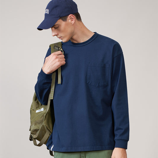 T-shirt oversize à manches longues et couleur unie pour homme - LUXARAH