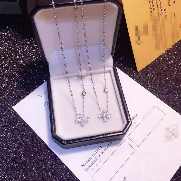 Colliers longs papillons en argent sterling 925