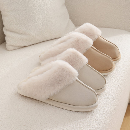Chaussons d'hiver chauds en peluche pour femme, pantoufles d'intérieur en fourrure, chaussures en coton doublées douces, confortables et antidérapantes, pour chambre à coucher, pour couple - LUXARAH