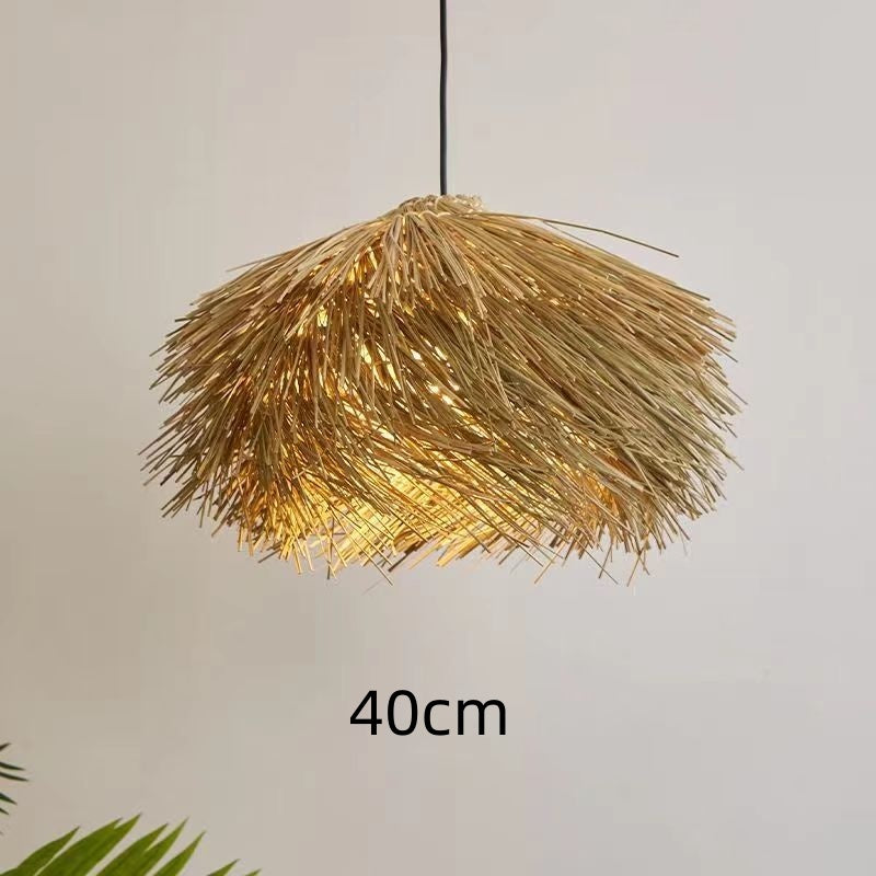 Plafonnier en rotin, Lustre vintage en rotin de style chinois - LUXARAH