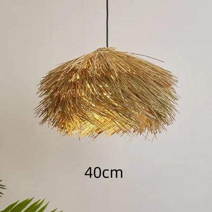 Plafonnier en rotin, Lustre vintage en rotin de style chinois - LUXARAH
