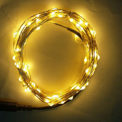 Guirlande lumineuse en rotin avec fil de cuivre plaqué argent DC12 V - LUXARAH