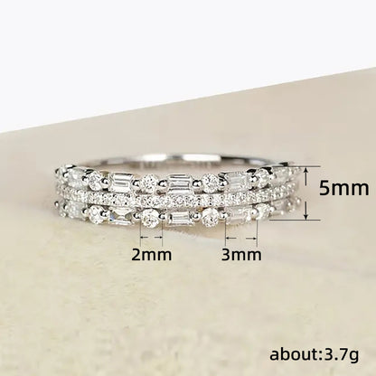 Bague multicouche à trois couches, sertie de lignes fines et circulaires, pour femmes, bagues à doigt complet, bijoux cadeaux