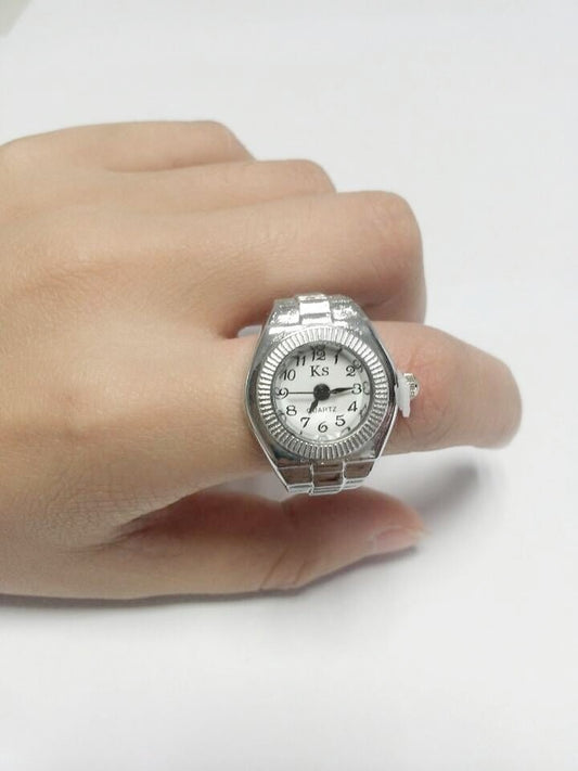 Montre-bague simple et polyvalente en alliage, montre créative
