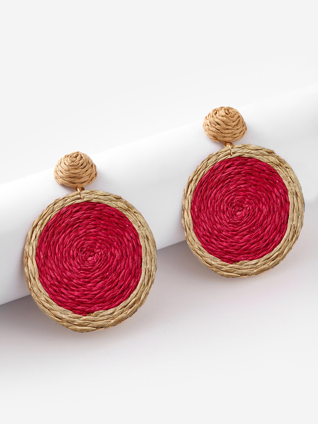 Boucles d'oreilles bohèmes tissées à la main en rotin synthétique - LUXARAH
