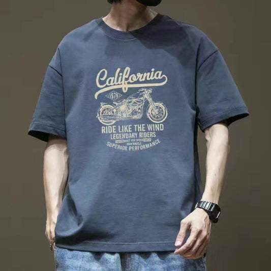 T-shirt oversize en coton style rétro américain pour homme - LUXARAH