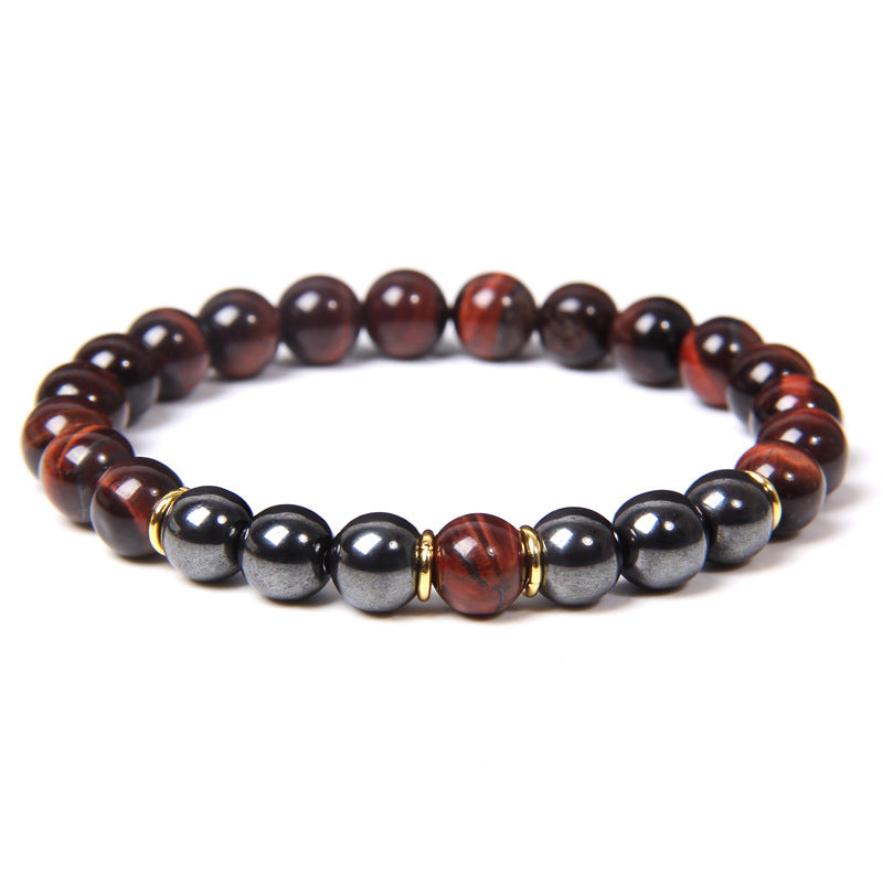 Bracelet en pierre biliaire noire œil de tigre, énergie et fitness, cadeau pour homme - LUXARAH