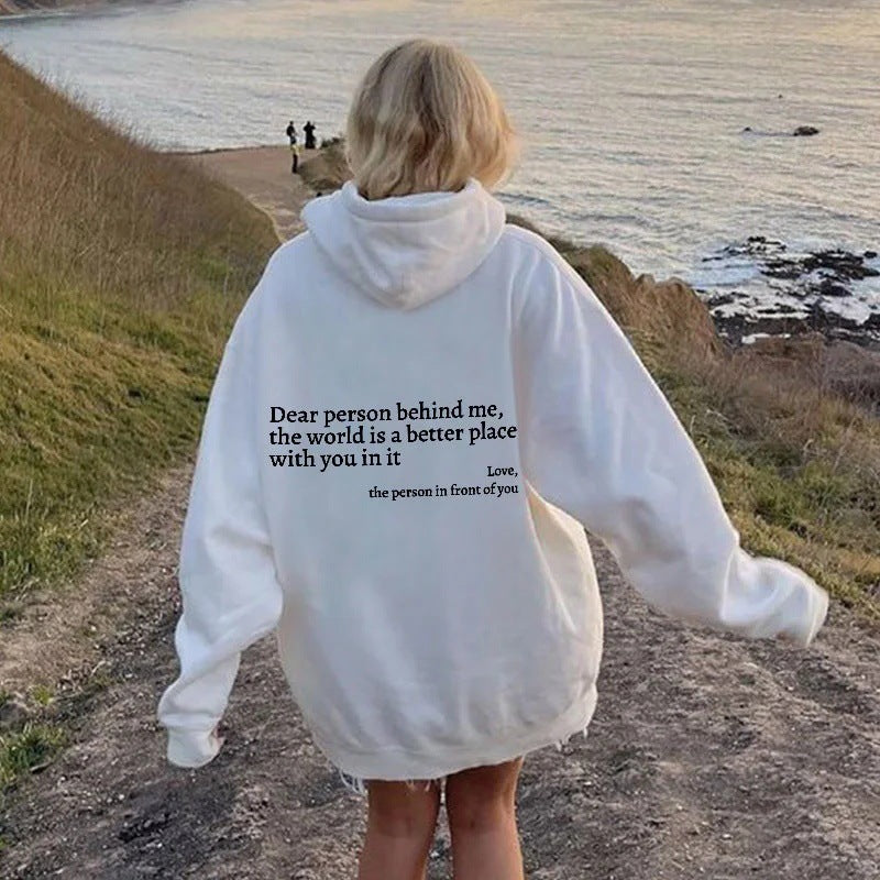 Sweat à capuche créatif avec lettres « Everything Will Be Okay » pour femme, décontracté, ample, chaud et confortable