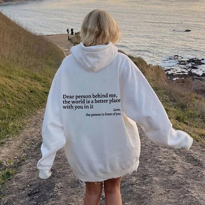 Sweat à capuche créatif avec lettres « Everything Will Be Okay » pour femme, décontracté, ample, chaud et confortable