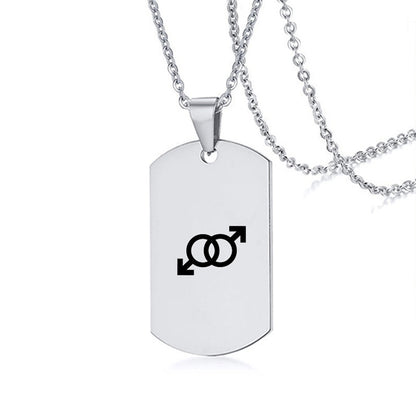 Collier en acier inoxydable avec inscription LGBT, symbole de la fierté gay, lesbienne et transgenre, pour hommes et femmes
