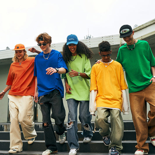 T-shirt oversize à manches courtes en pur coton uni - LUXARAH