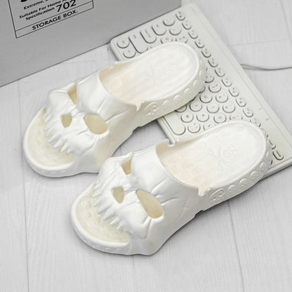 Chaussons d'Halloween personnalisés avec motif tête de mort, pour salle de bain, intérieur ou extérieur, amusants, pour la plage - LUXARAH