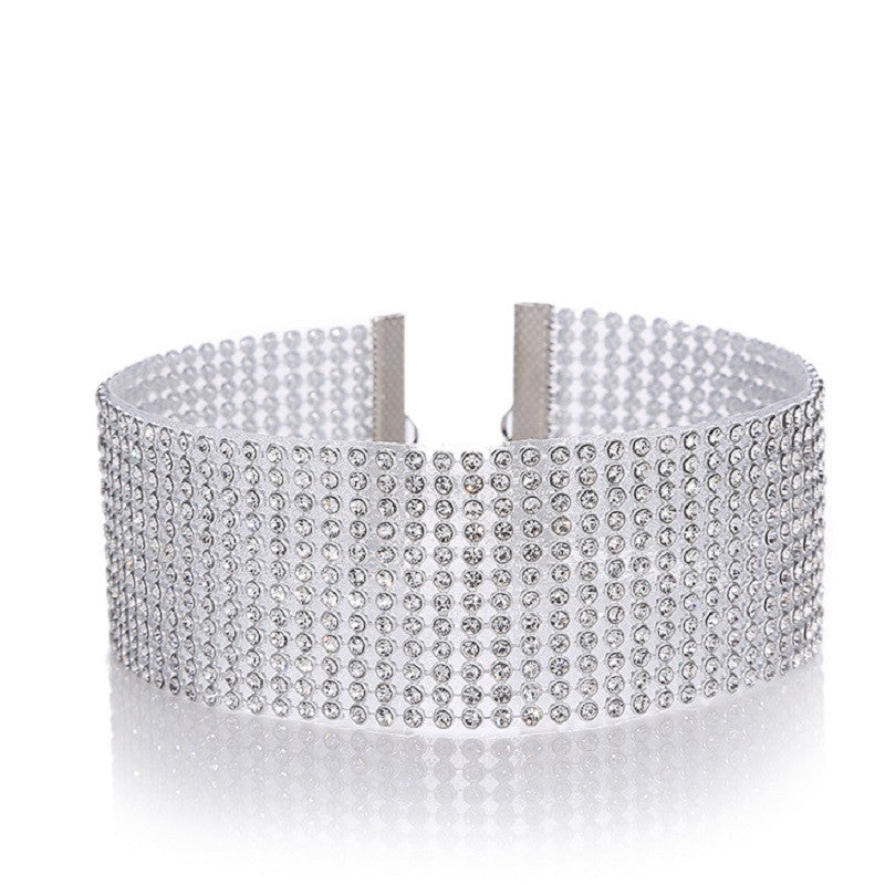 Collier ras du cou tendance pour femme, entièrement en cristal et strass, bijou de mariage