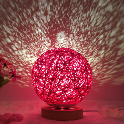 Lampe de table créative en lin, nouveauté et unique, LED intelligente, télécommande, boule en rotin - LUXARAH