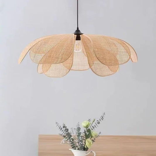 Lustre créatif fait main en pétales de rotin - LUXARAH