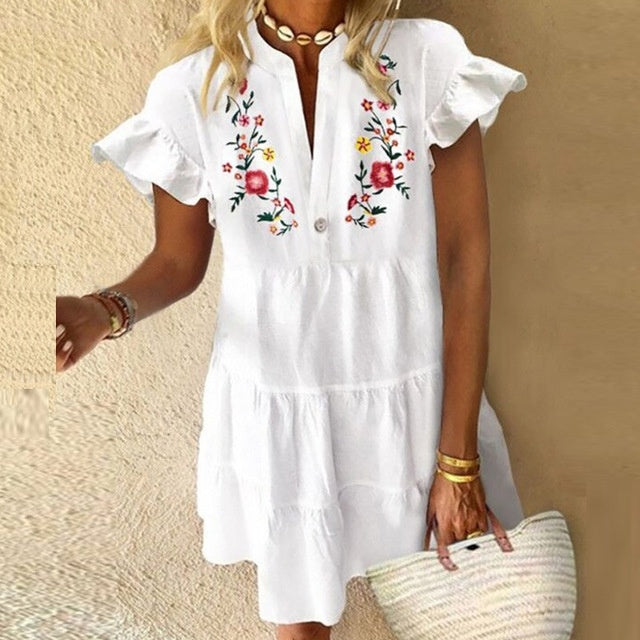 Robe d'été élastique, style vintage, mignon, élégant, à fleurs - LUXARAH