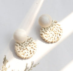 Boucles d'oreilles en paille de bambou et rotin - LUXARAH