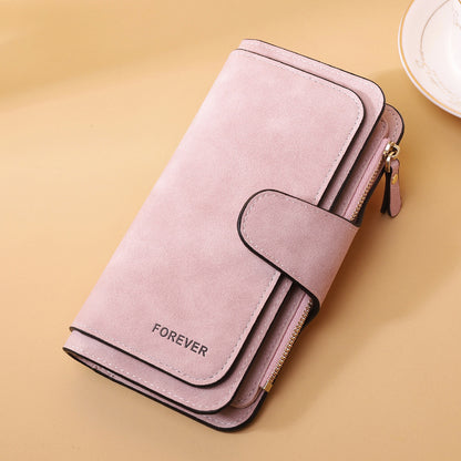 Portefeuille long à trois volets pour femme, nouvelle collection, sac tendance, porte-monnaie multi-cartes, tissu bicolore givré