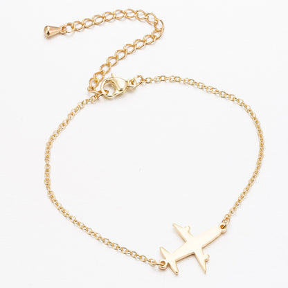 Bracelets en acier inoxydable avec pendentif en forme d'avion, chaîne à breloques tendance, bijoux pour femmes, cadeaux de fête