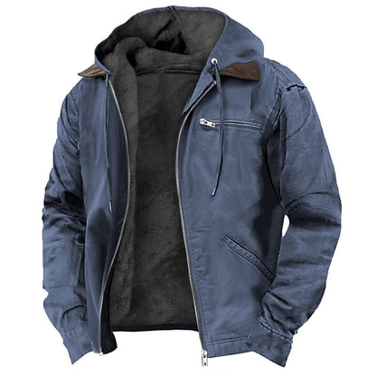Manteau d'hiver à capuche avec poches, veste polaire chaude zippée, vêtements d'extérieur décontractés pour hommes
