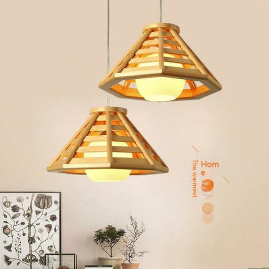 Plafonnier, LED moderne, minimaliste en bambou tissé et bois pour restaurant, bar, hôtel, auberge, balcon - LUXARAH