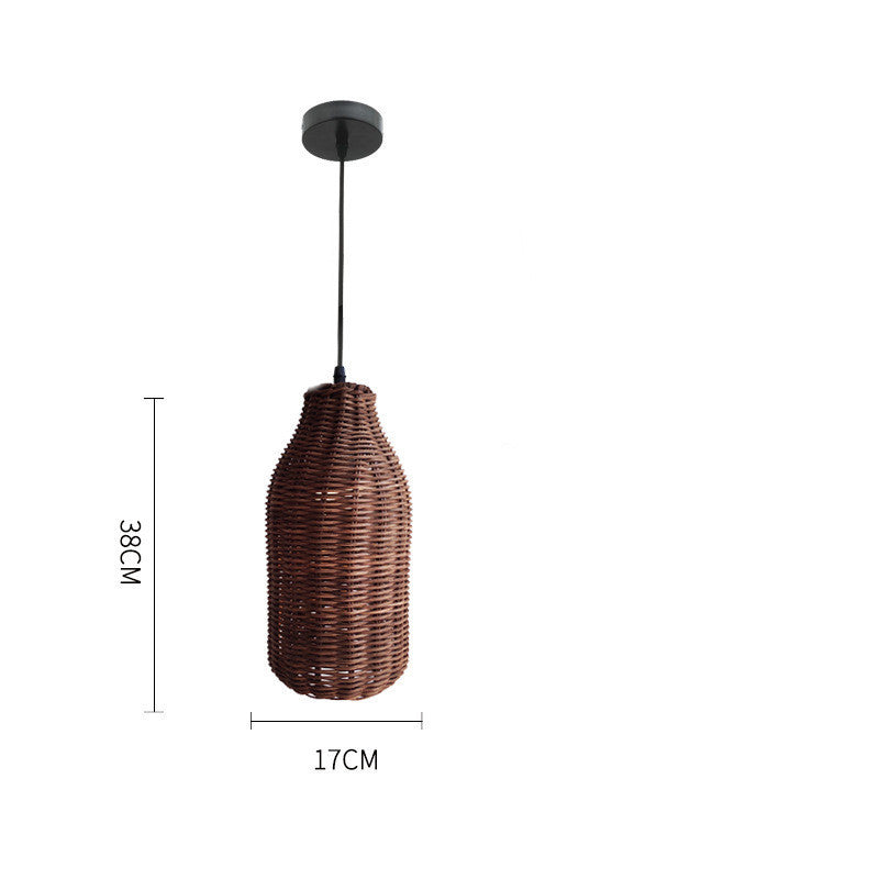 Lustre double tissé en rotin pour la maison - LUXARAH