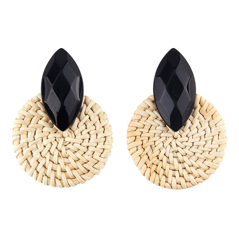Boucles d'oreilles vintage en rotin tressé - LUXARAH