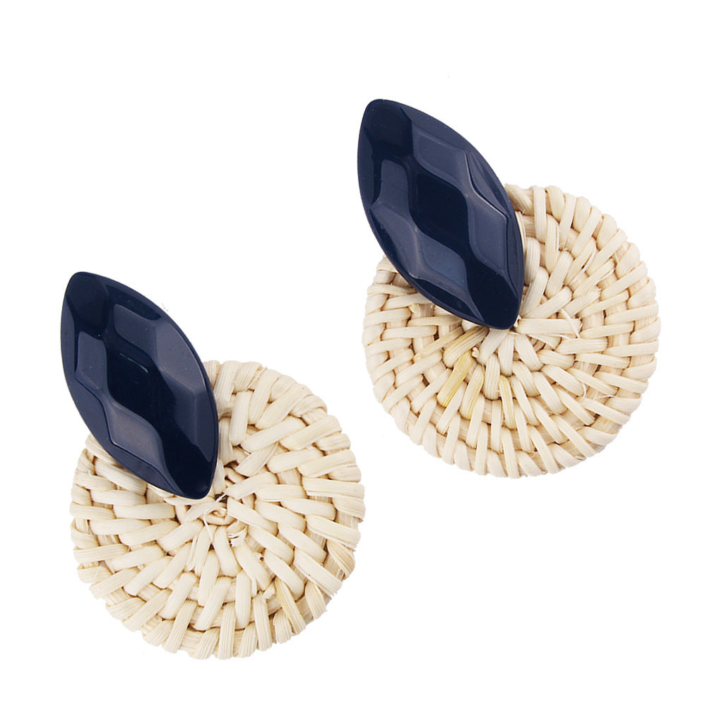 Boucles d'oreilles vintage en rotin tressé - LUXARAH