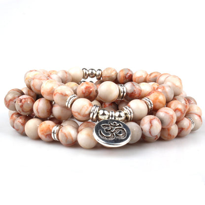 Pallisandro Classico naturel avec 108 perles à pendentif Lotus - LUXARAH