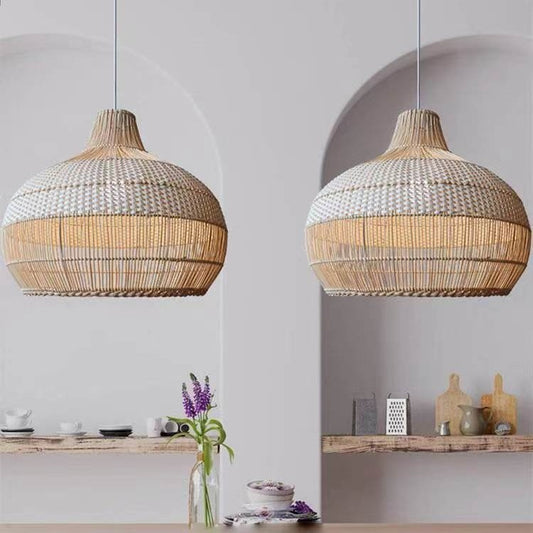 Lustre de salon en rotin style pastoral d'Asie du Sud-Est pour salon de thé - LUXARAH